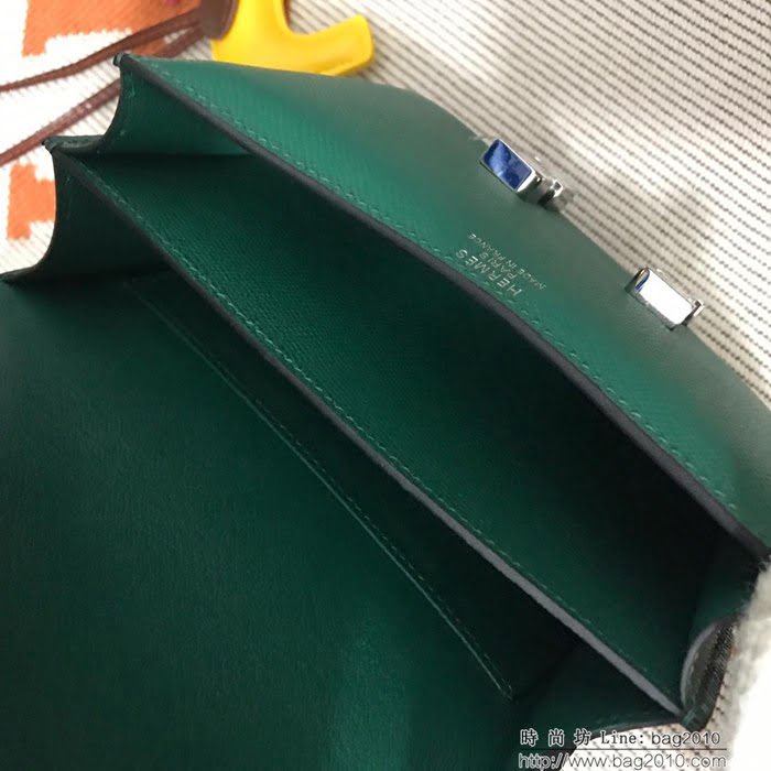 HERMES愛馬仕 H空姐包 進口原廠EP皮 頂級蜜蠟製作 街拍必備單品 墨綠金銀 單肩斜挎包  Ama1555